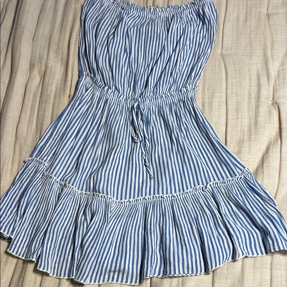 Blue and White Striped Dress 100% rayon